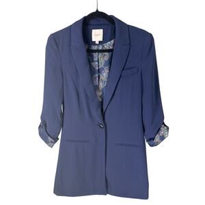 Candies Y2K Navy Fitted Preppy Business Jacket Blazer with Paisley Details | S